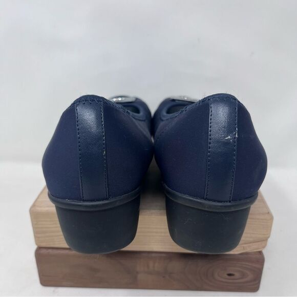 Ros Hommerson Eloise Peep Toe Wedge Heel Navy 10 Wide - Picture 6 of 10